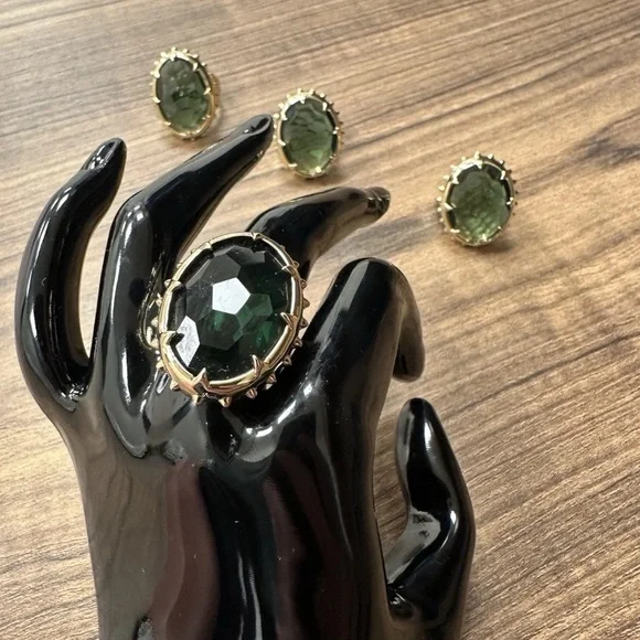 Alexis Bittar Green and Gold Statement Ring in sz 7 New No Tag - Picture 9 of 15